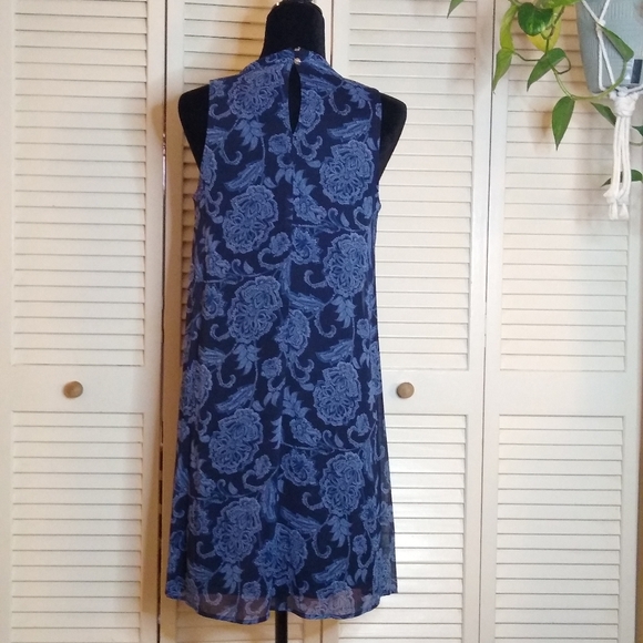 Tommy Hilfiger Navy Blue Floral Sleeveless Shift Dress Size 4 - Picture 3 of 10